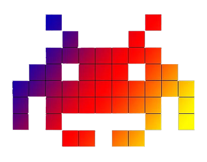 Colourful Space Invaders pixel art